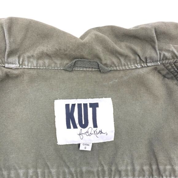 Kut From The Kloth 100% Cotton Green Military Full Zip Jacket Size Small - Picture 4 of 6